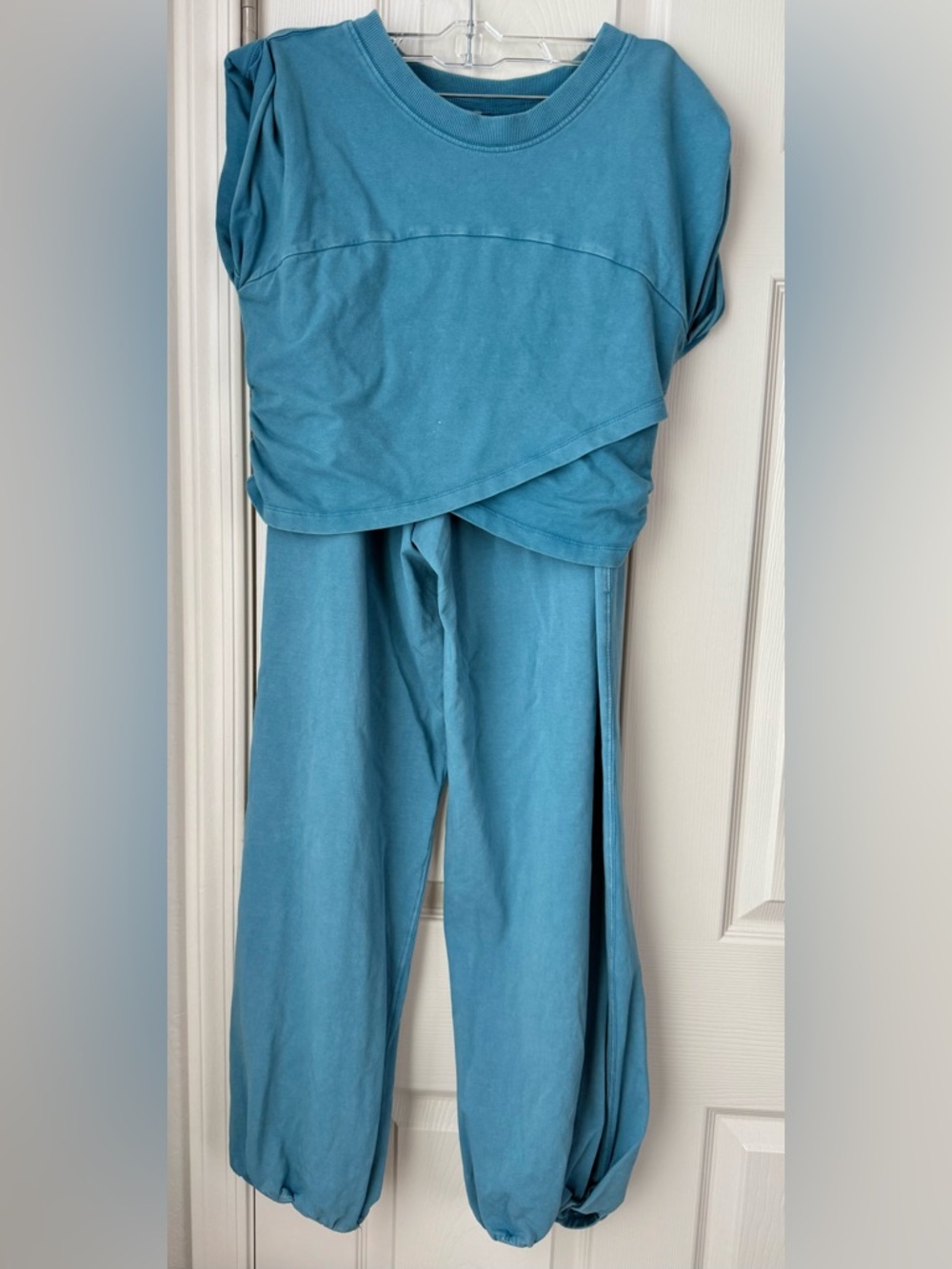 free People hot shot crossover Women's Teal Lounge Jumpsuit Two piece set
